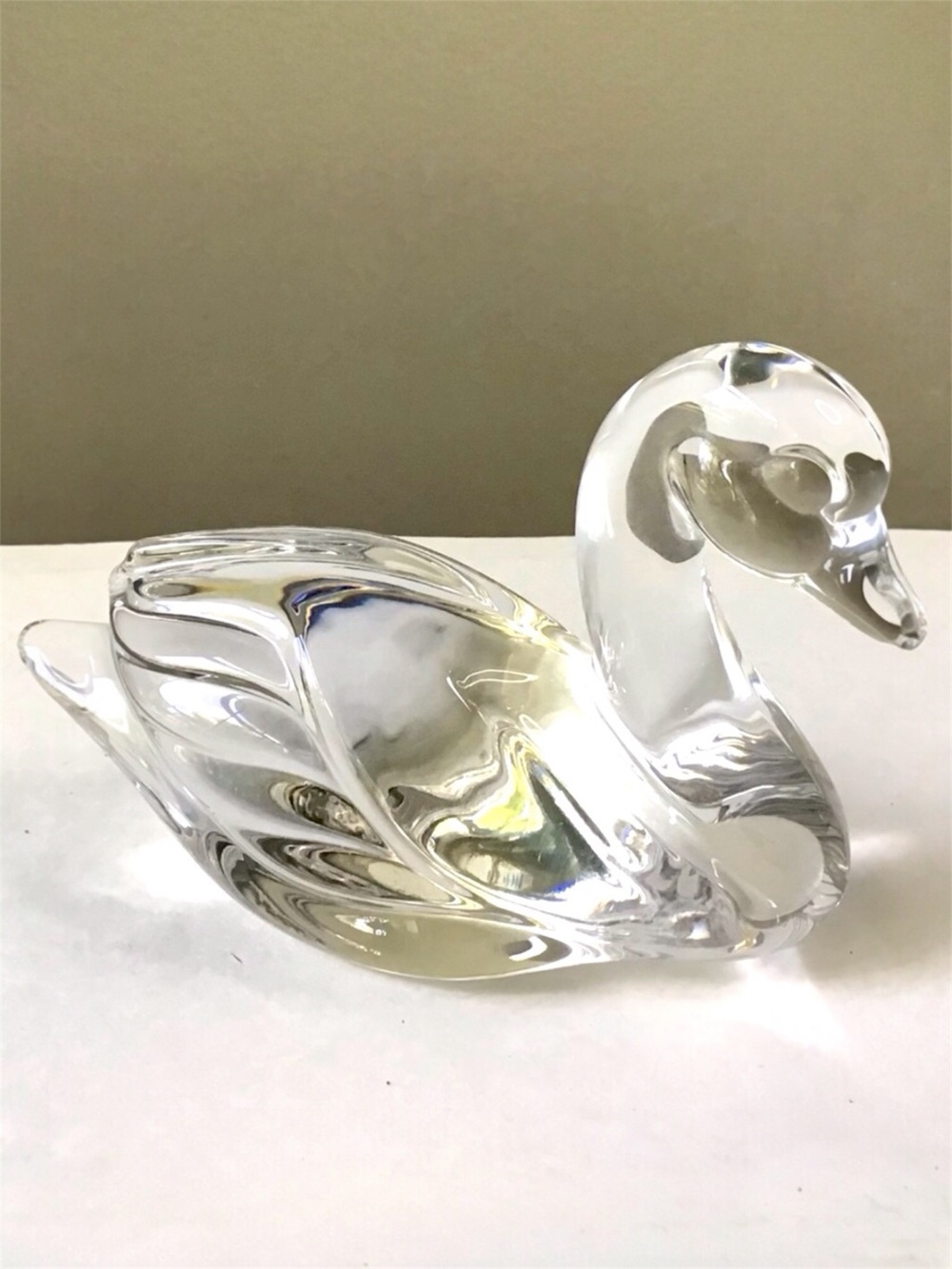 Princess House Pets Clear Glass Swan Figurine 24% Lead Crystal Made in Germany